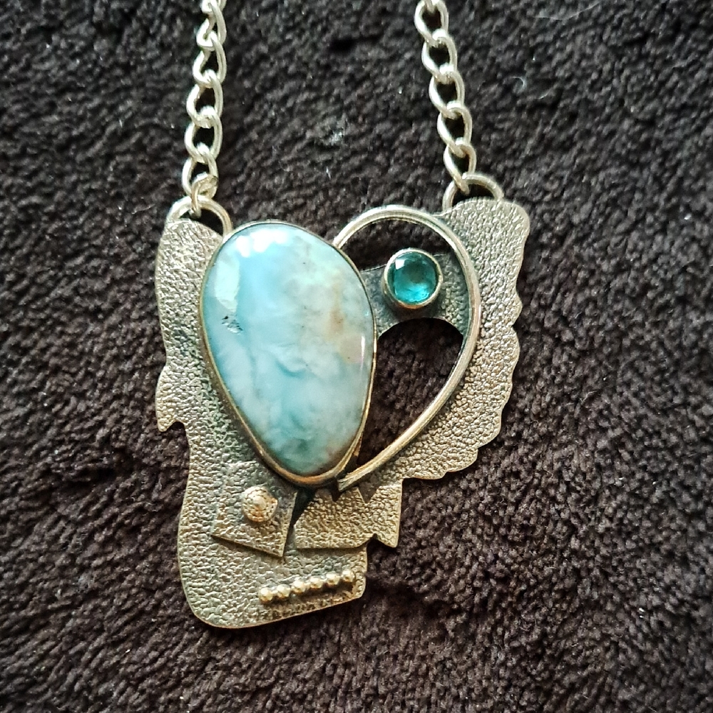 Abstract Heart 925 Sterling Silver Necklace Valentine Love Birthday